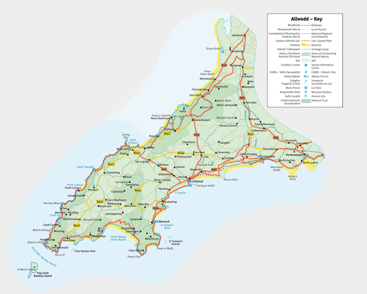 Map of wales showing protected landscapes